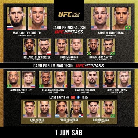 card ufc sábado.